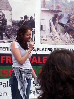 Caoimhe speaking at a Palestine solidarity rally in Ireland