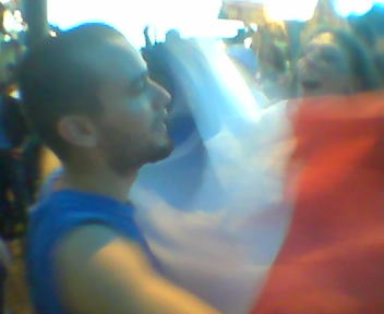 italy v france, good natured fan clash (for now)