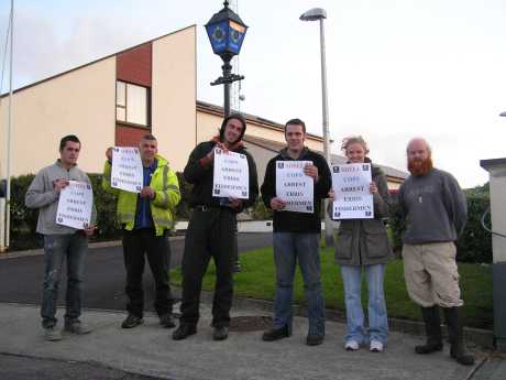 Supporters outside Belmullet Garda Station