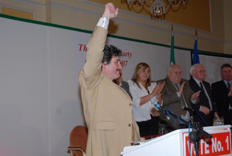 Workers Party Councillor John Halligan salutes the crowd