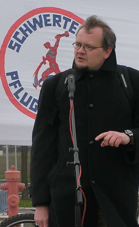 MEP Tobias Pflger speaks at Leipzig-Halle