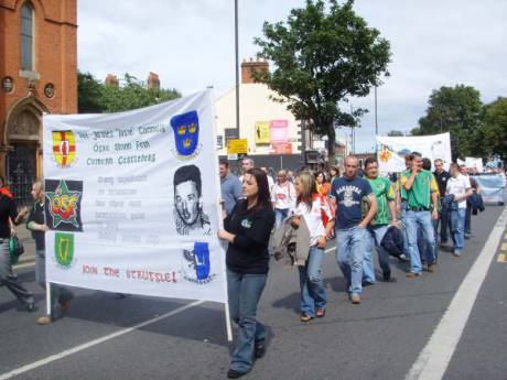 Castlederg gra Shinn Fein with their banner up high