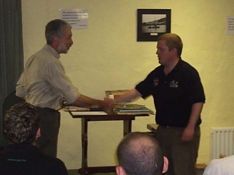 North Antrim SF's Colm O'Neill presents Patrick with appreciative gift!