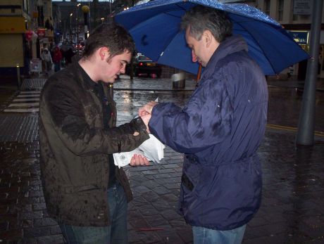 Leafleting in rainy Omagh