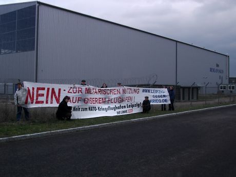 "No to the military use of our airport" 