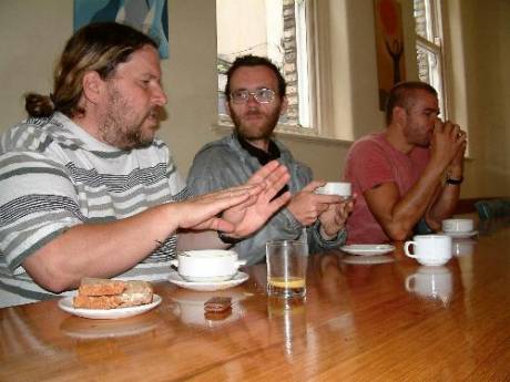 Visitors from London Catholic Worker Relax after Proceedings