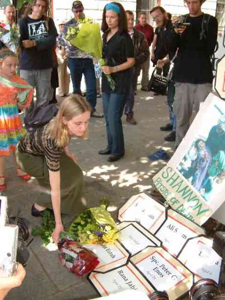 Deirdre Lays Flowers at Shrine to Iraqi Dead Outside the Court