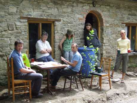 High court discussion meeting with Tadhg and Susan (left of pic) at the solidarity lodge.