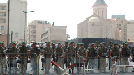 The Lebanese army attempting to prevent the protest spiralling out of control.