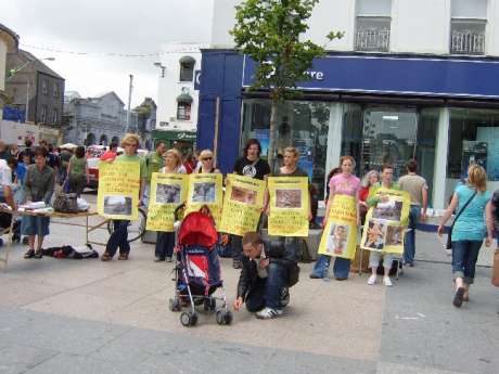 Protesters posters showed the damage done to civilian life by Israeli terrorism