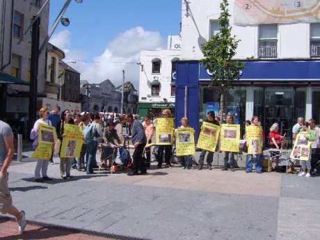 A wider shot of the vigil in Daunt's Square