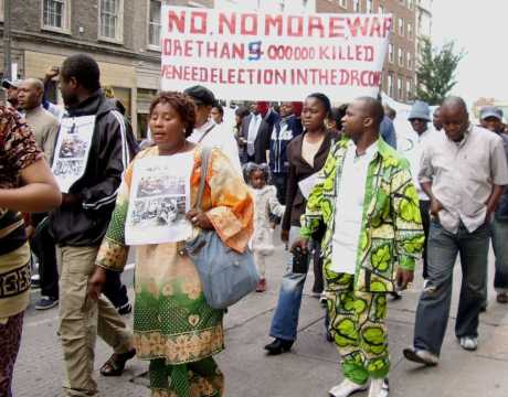 Demonstrators call for an end to human rights abuses in DRC