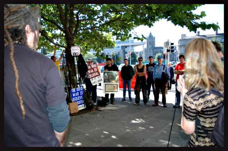 addressing supporters before court