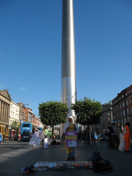 Martha and supporters gather at the spire