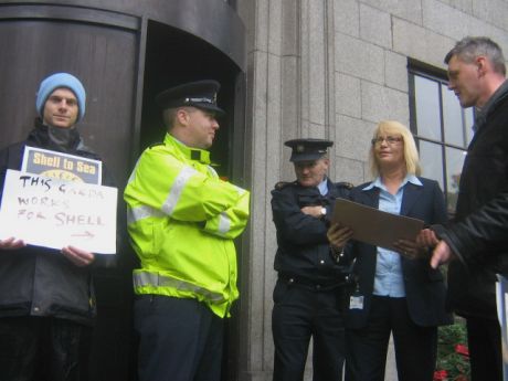 handing in letter to Department of Justice representative