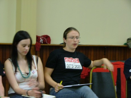 Lara Coleman (Colombia Solidarity) and Claire Hall (UK Students Against Coke)