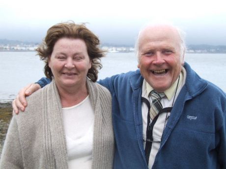 Anne Muldowney and Kevin Hynes pause for a final picture on their way to the car-park.  Warrenpoint - on the far side of Carlingford Lough - is discernable on the horizon.