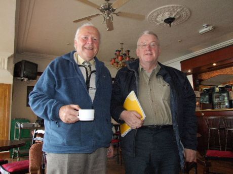 Brothers Kevin Hynes (left) and Archbishop Michael Desmond Hynes.  The Archbishop is clutching to his bosom the draft report on "Mental Health and Social Inclusion" which was recently produced by an expert group under the auspices of the NESF.