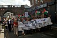 Protest at Israeli massacre on Aid Flotilla: the march lead by the Raytheon-9 Women in Derry's City centre.