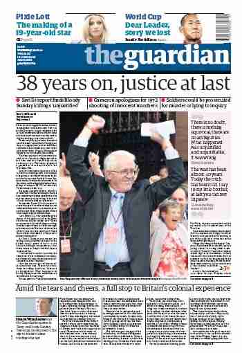 38 years on, Justice at last - Guardian front page