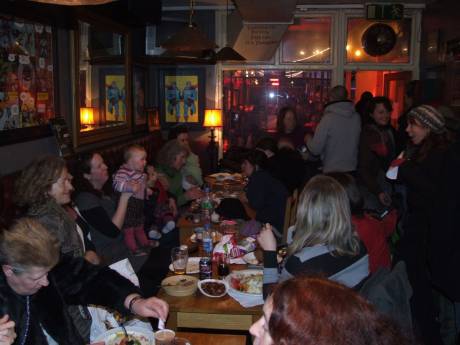 A scene from the Community Dinner at Fionnbarra's, 6p.m. - 7p.m. A multitude of diners scoffed the lot!