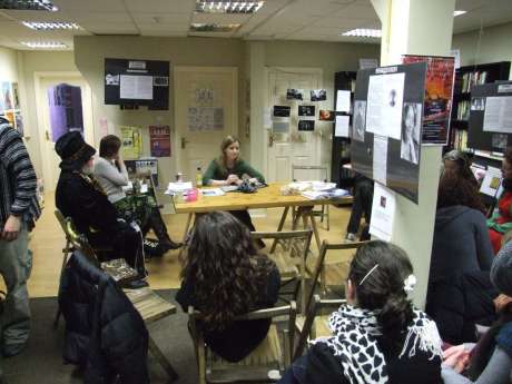Deirdre Clancy, peace activist and former Pitstop Ploughshares 5 member, at her talk, evening