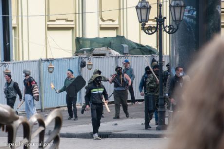 In picture - armed AntiMaidan thugs in Odesa, 2nd of May 2014.