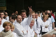 medical workers on strike in Lodz
