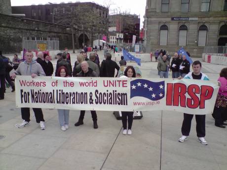 IRSP Banner at Mayday demonstration, Derry 2010