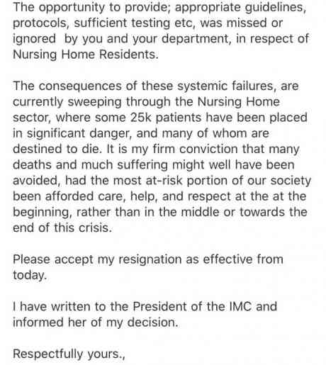 Dr de Brun's resignation latter page 2