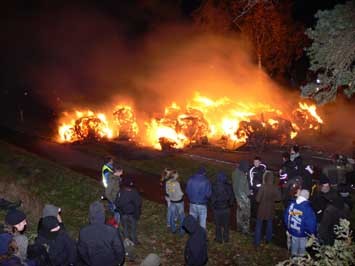 under control: burning barrickades nearby the nuclear waste station by Gorleben