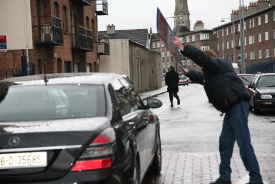 Eoin Ryan MEP is seen in the middle ground running up to new FF offices opned up today in the constituency.