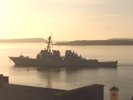 USS Mitscher passing Cork Harbour buoy No.20