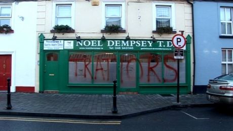 TRAITORS - Minister for Transport Noel Dempsey's constituency office in Trim, Co Meath, was vandalised 