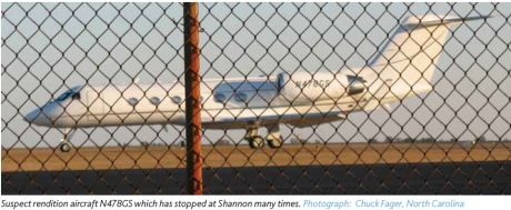 Image of suspect rendition aircraft frequently used for renditioning innocents to Guantánamo . A lawsuit filing in 2004 showed that White House knew the vasy majority of Guantánamo inmates were completely innoncent