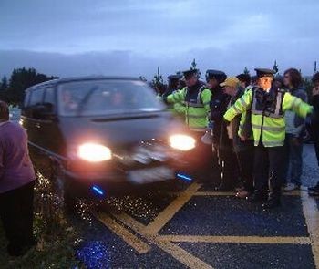 Protesters cleared from road