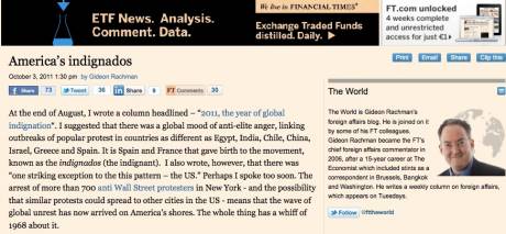 Whole thing has a whiff of 1968 about it... FINANCIAL TIMES on Americas indignados