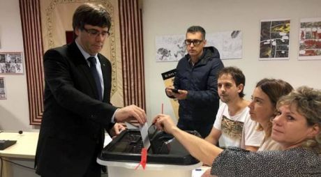 President of Catalonia,  Carles Puigdemont casts his vote.